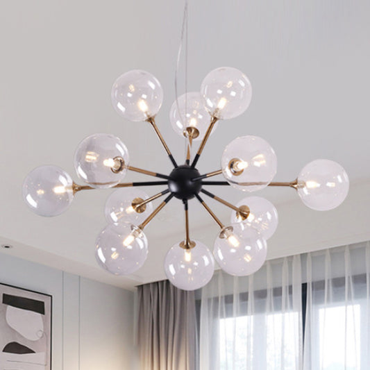 Clear Glass Sputnik Hanging Chandelier Simple Style 12 Lights Ceiling Pendant Light for Living Room Clearhalo 'Ceiling Lights' 'Chandeliers' 'Clear' 'Glass shade' 'Glass' 'Industrial' 'Modern Chandeliers' 'Modern' 'Tiffany' 'Traditional Chandeliers' Lighting' 799073