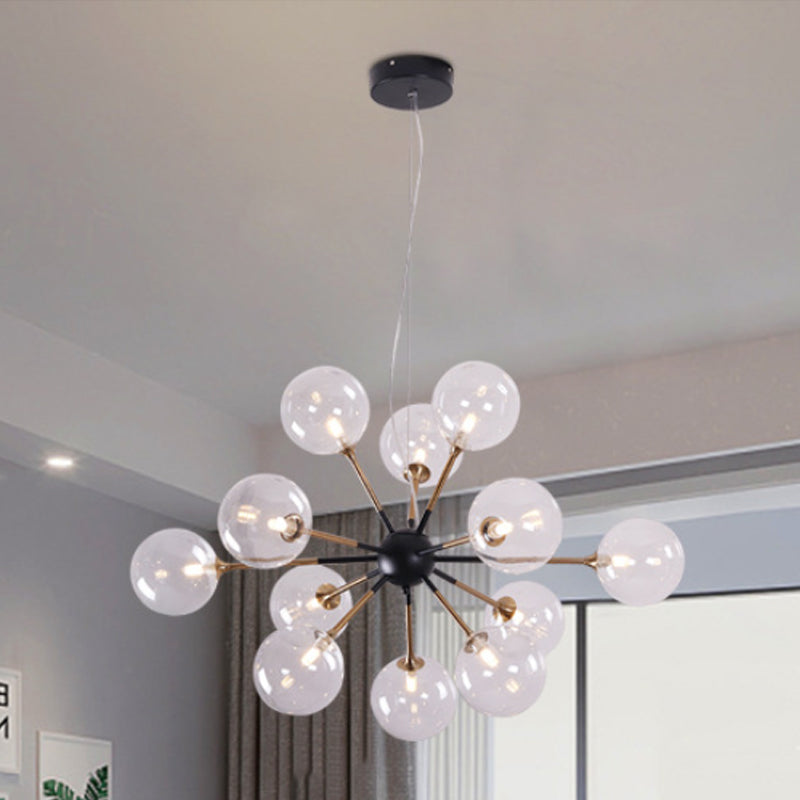 Clear Glass Sputnik Hanging Chandelier Simple Style 12 Lights Ceiling Pendant Light for Living Room Clearhalo 'Ceiling Lights' 'Chandeliers' 'Clear' 'Glass shade' 'Glass' 'Industrial' 'Modern Chandeliers' 'Modern' 'Tiffany' 'Traditional Chandeliers' Lighting' 799074