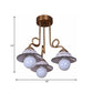 Ceramics Scalloped Cone Semi Flush Light Korea Country 1/2/3-Bulb Coffee House Close to Ceiling Lamp in White with Brass Spiral Arm Clearhalo 'Ceiling Lights' 'Close To Ceiling Lights' 'Close to ceiling' 'Semi-flushmount' Lighting' 800570