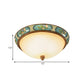 3-Head Ceiling Mounted Light Vintage Bedroom Flushmount Lamp with Dome Frosted Glass Shade in Blue-Green, 15"/19" W Clearhalo 'Ceiling Lights' 'Close To Ceiling Lights' 'Close to ceiling' 'Flush mount' Lighting' 800703