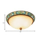 3-Head Ceiling Mounted Light Vintage Bedroom Flushmount Lamp with Dome Frosted Glass Shade in Blue-Green, 15"/19" W Clearhalo 'Ceiling Lights' 'Close To Ceiling Lights' 'Close to ceiling' 'Flush mount' Lighting' 800704
