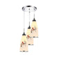 3-Light Drop Pendant Minimalist Oblong White Printing Glass Multiple Hanging Lamp with Round/Linear Canopy Clearhalo 'Ceiling Lights' 'Glass shade' 'Glass' 'Pendant Lights' 'Pendants' Lighting' 800750