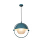 Modern Semicircle Hanging Light Kit 1 Bulb Metal Pendant in Blue/Gold with Ball Clear Latticed Glass Shade Clearhalo 'Ceiling Lights' 'Modern Pendants' 'Modern' 'Pendant Lights' 'Pendants' Lighting' 800795