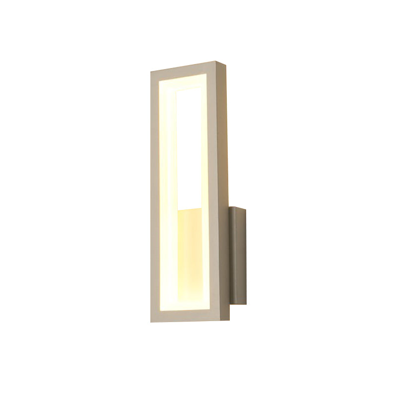 White/Black/Gold Rectangle Frame Sconce Lamp Minimalist LED Metallic Wall Mount Light Fixture in White/Warm Light Clearhalo 'Cast Iron' 'Glass' 'Industrial' 'Modern wall lights' 'Modern' 'Tiffany' 'Traditional wall lights' 'Wall Lamps & Sconces' 'Wall Lights' Lighting' 800828