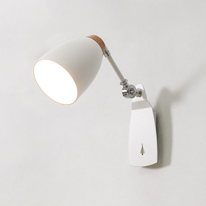 Metal Cup Shape Wall Mounted Light Modern 1-Light White/Black Finish Rotatable Wall Sconce Lamp Clearhalo 'Cast Iron' 'Glass' 'Industrial' 'Modern wall lights' 'Modern' 'Tiffany' 'Traditional wall lights' 'Wall Lamps & Sconces' 'Wall Lights' Lighting' 800856