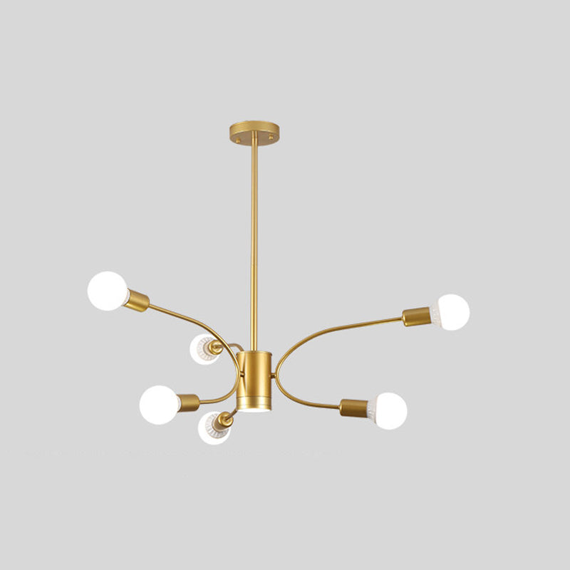 Modernist Sputnik Chandelier Lamp Metallic 6/8/12 Lights Living Room Ceiling Pendant Light in Gold Clearhalo 'Ceiling Lights' 'Chandeliers' 'Modern Chandeliers' 'Modern' Lighting' 800883