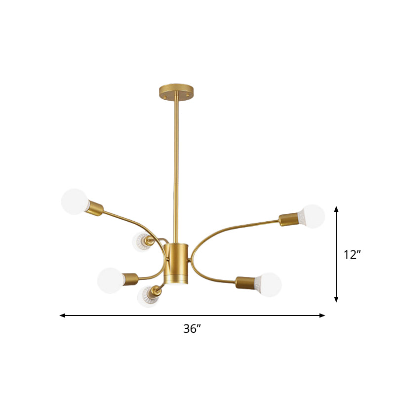 Modernist Sputnik Chandelier Lamp Metallic 6/8/12 Lights Living Room Ceiling Pendant Light in Gold Clearhalo 'Ceiling Lights' 'Chandeliers' 'Modern Chandeliers' 'Modern' Lighting' 800884