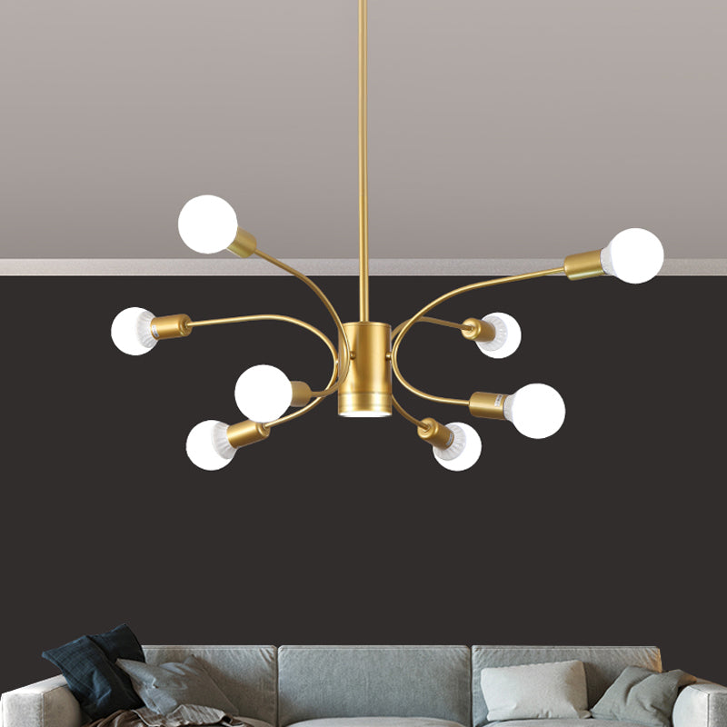 Modernist Sputnik Chandelier Lamp Metallic 6/8/12 Lights Living Room Ceiling Pendant Light in Gold 8 Gold Clearhalo 'Ceiling Lights' 'Chandeliers' 'Modern Chandeliers' 'Modern' Lighting' 800885