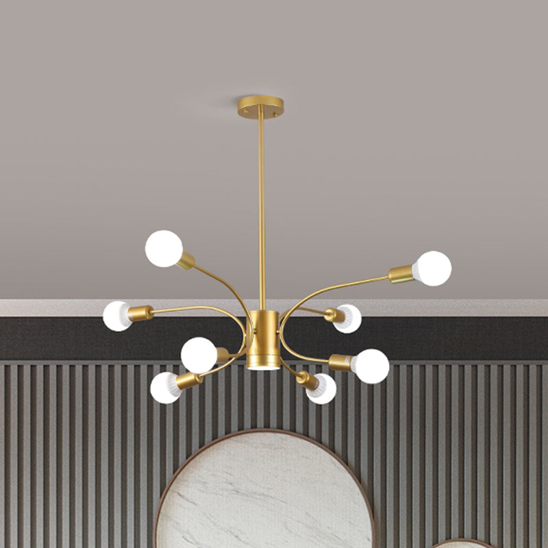 Modernist Sputnik Chandelier Lamp Metallic 6/8/12 Lights Living Room Ceiling Pendant Light in Gold Clearhalo 'Ceiling Lights' 'Chandeliers' 'Modern Chandeliers' 'Modern' Lighting' 800886