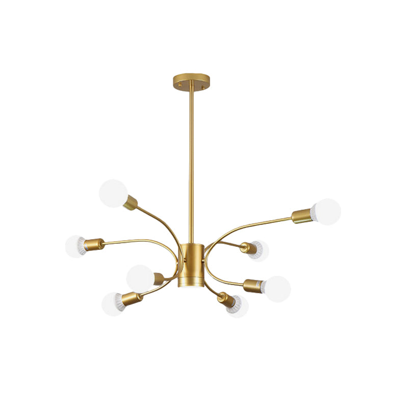 Modernist Sputnik Chandelier Lamp Metallic 6/8/12 Lights Living Room Ceiling Pendant Light in Gold Clearhalo 'Ceiling Lights' 'Chandeliers' 'Modern Chandeliers' 'Modern' Lighting' 800887