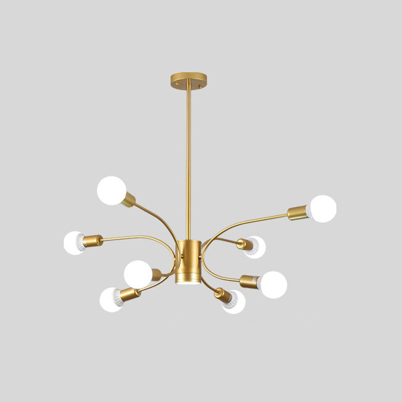 Modernist Sputnik Chandelier Lamp Metallic 6/8/12 Lights Living Room Ceiling Pendant Light in Gold Clearhalo 'Ceiling Lights' 'Chandeliers' 'Modern Chandeliers' 'Modern' Lighting' 800888