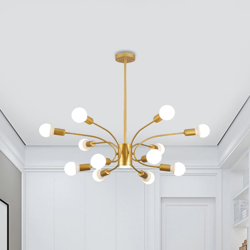 Modernist Sputnik Chandelier Lamp Metallic 6/8/12 Lights Living Room Ceiling Pendant Light in Gold Clearhalo 'Ceiling Lights' 'Chandeliers' 'Modern Chandeliers' 'Modern' Lighting' 800891