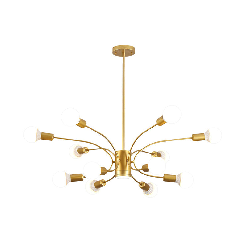 Modernist Sputnik Chandelier Lamp Metallic 6/8/12 Lights Living Room Ceiling Pendant Light in Gold Clearhalo 'Ceiling Lights' 'Chandeliers' 'Modern Chandeliers' 'Modern' Lighting' 800892