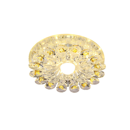 Yellow Blossom Flush-Mount Light Fixture Modernist Crystal LED Hallway Ceiling Lamp Clearhalo 'Ceiling Lights' 'Close To Ceiling Lights' 'Close to ceiling' 'Flush mount' Lighting' 800966