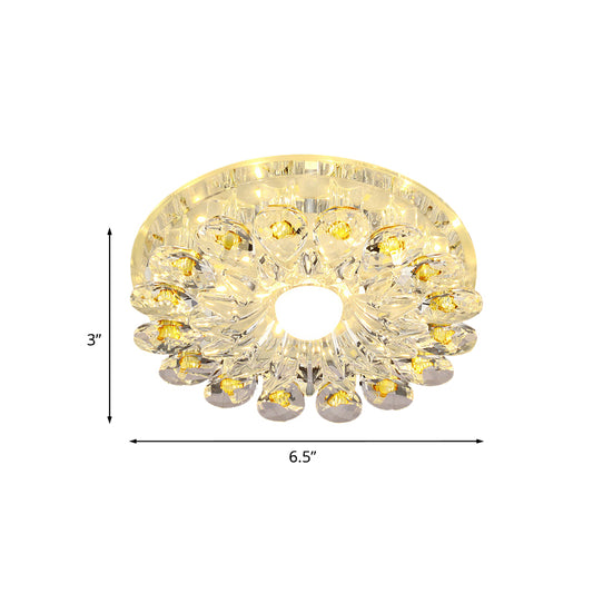 Yellow Blossom Flush-Mount Light Fixture Modernist Crystal LED Hallway Ceiling Lamp Clearhalo 'Ceiling Lights' 'Close To Ceiling Lights' 'Close to ceiling' 'Flush mount' Lighting' 800967