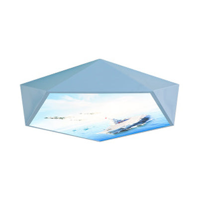 Cartoon Geometry Shape Flush Ceiling Light Fixture Acrylic Ceiling Light Fixture in Blue for Kid Bedroom Clearhalo 'Ceiling Lights' 'Close To Ceiling Lights' 'Close to ceiling' 'Flush mount' Lighting' 80104