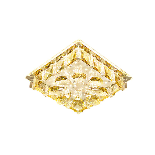 Amber Crystal Flushmount Ceiling Lamp Square LED Contemporary Light Fixture for Stairs in Warm/White/Multi Color Light Clearhalo 'Ceiling Lights' 'Close To Ceiling Lights' 'Close to ceiling' 'Flush mount' Lighting' 801105