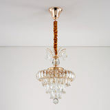 LED Pendant Chandelier Simple Dining Room Hanging Ceiling Light with Tiered Conical Clear Crystal Shade, 12"/18" W Clearhalo 'Ceiling Lights' 'Chandeliers' 'Clear' 'Industrial' 'Modern Chandeliers' 'Modern' 'Tiffany' 'Traditional Chandeliers' Lighting' 801162