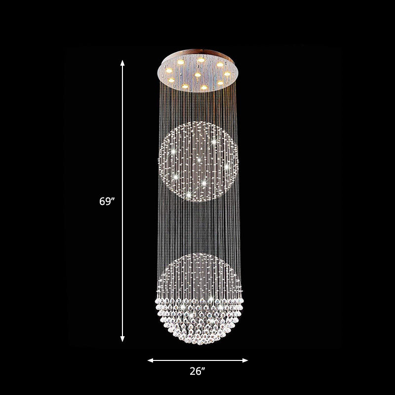 Silver 10 Lights Flush Mount Contemporary Faceted Crystal Spherical Ceiling Light Fixture Clearhalo 'Ceiling Lights' 'Close To Ceiling Lights' 'Close to ceiling' 'Flush mount' Lighting' 801882