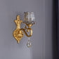 1 Light Flower Wall Lighting Ideas Traditional Gold Finish Crystal Wall Light Sconce with Curved Arm Clearhalo 'Wall Lamps & Sconces' 'Wall Lights' Lighting' 801896