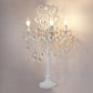Rustic Candelabra Night Lamp 4 Lights Metal Nightstand Light in White with K9 Crystal Strand Clearhalo 'Lamps' 'Table Lamps' Lighting' 801933