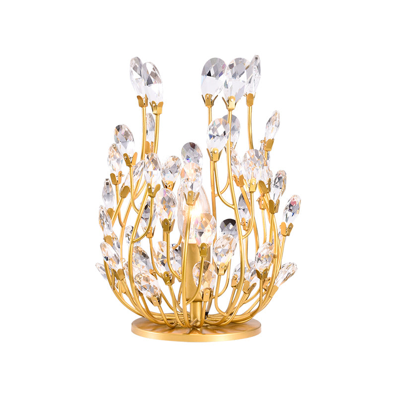 1-Light Table Lighting Classic Branch Crystal Drop Nightstand Light in Silver/Gold for Living Room Clearhalo 'Lamps' 'Table Lamps' Lighting' 801950
