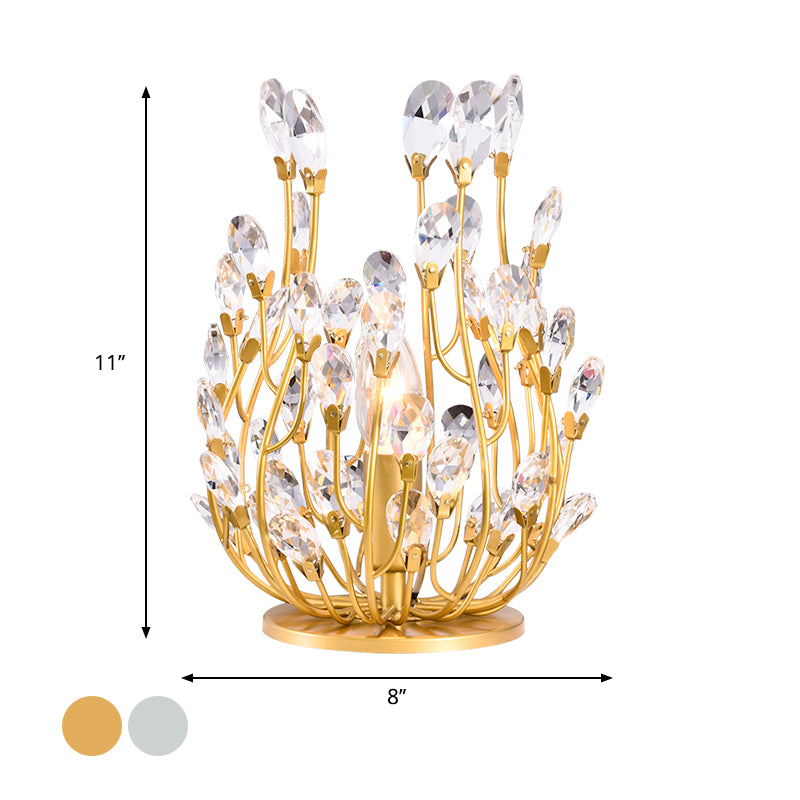 1-Light Table Lighting Classic Branch Crystal Drop Nightstand Light in Silver/Gold for Living Room Clearhalo 'Lamps' 'Table Lamps' Lighting' 801951