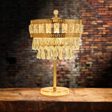 Crystal Drop Gold Night Lighting Drum LED Countryside Style Table Light for Bedroom Clearhalo 'Lamps' 'Table Lamps' Lighting' 801973
