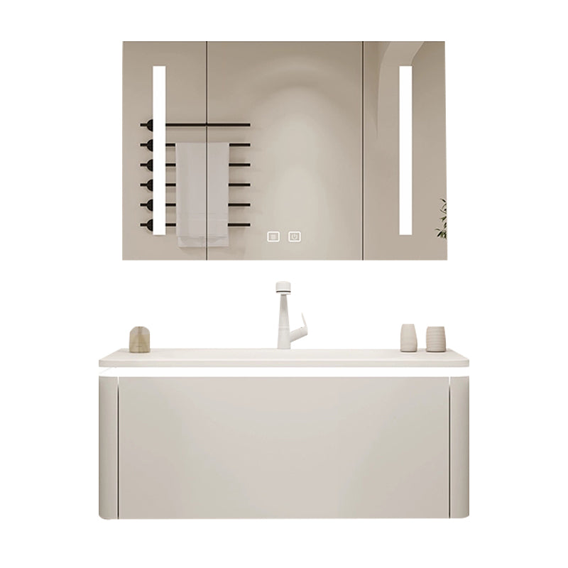 Stone Modern Mirror Included Bathroom Sink Vanity in White with Doors Drawers Vanity & Faucet & Smart Medicine Cabinet 35"L x 20"W x 20"H Clearhalo 'Bathroom Remodel & Bathroom Fixtures' 'Bathroom Vanities' 'bathroom_vanities' 'Home Improvement' 'home_improvement' 'home_improvement_bathroom_vanities' 8026079