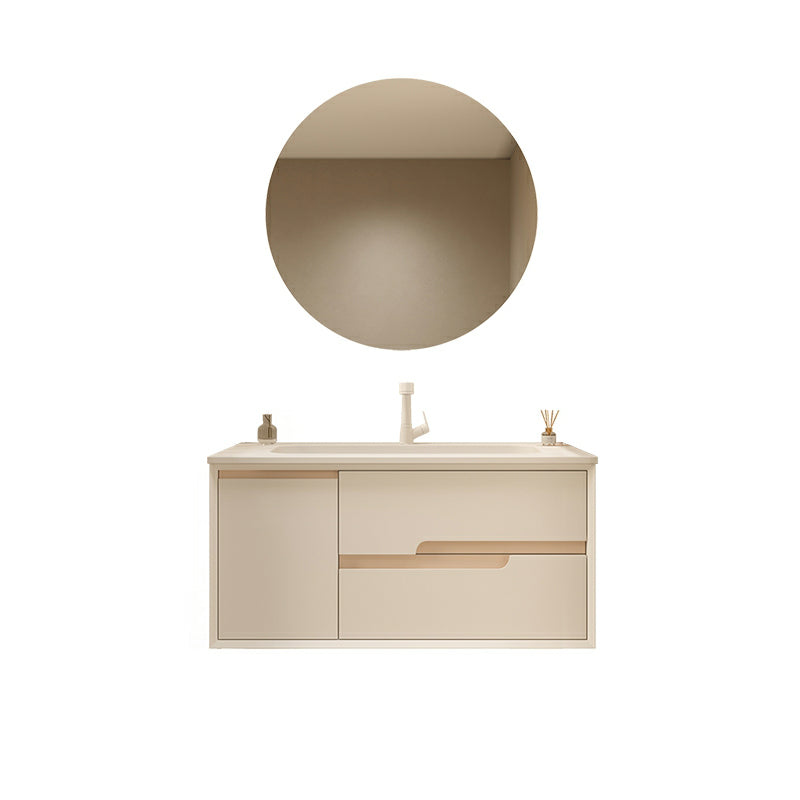 Mirror Included Wall Mount Bathroom Sink Vanity with Doors Drawers Vanity & Faucet & Round Mirror 39.5"L x 20"W x 20"H Clearhalo 'Bathroom Remodel & Bathroom Fixtures' 'Bathroom Vanities' 'bathroom_vanities' 'Home Improvement' 'home_improvement' 'home_improvement_bathroom_vanities' 8026133