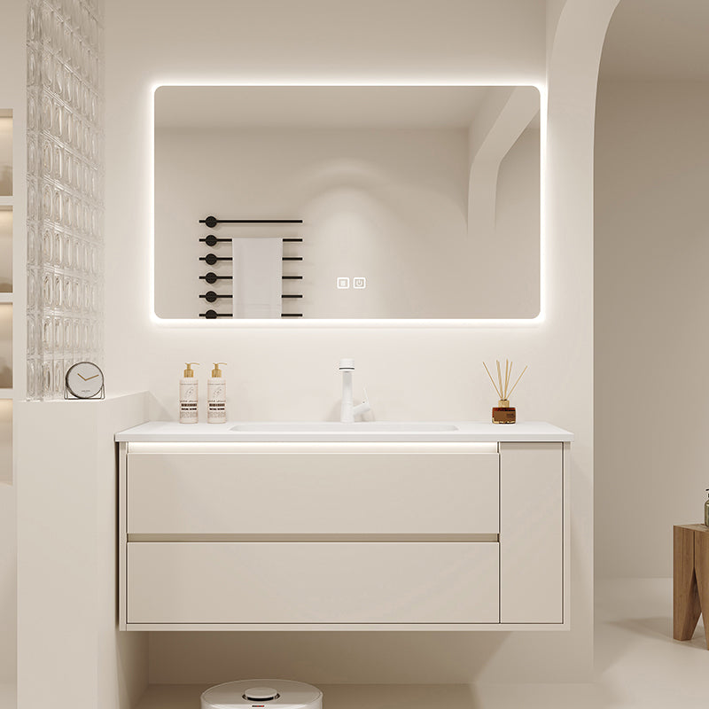 Mirror Included Wall Mount Bathroom Sink Vanity in White with Doors Drawers Vanity & Faucet & Square Mirror 47"L x 20"W x 20"H Clearhalo 'Bathroom Remodel & Bathroom Fixtures' 'Bathroom Vanities' 'bathroom_vanities' 'Home Improvement' 'home_improvement' 'home_improvement_bathroom_vanities' 8026153