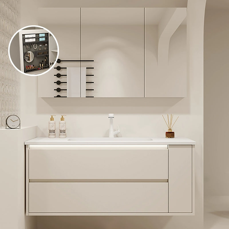 Mirror Included Wall Mount Bathroom Sink Vanity in White with Doors Drawers Vanity & Faucet & Mirror Cabinet Clearhalo 'Bathroom Remodel & Bathroom Fixtures' 'Bathroom Vanities' 'bathroom_vanities' 'Home Improvement' 'home_improvement' 'home_improvement_bathroom_vanities' 8026154