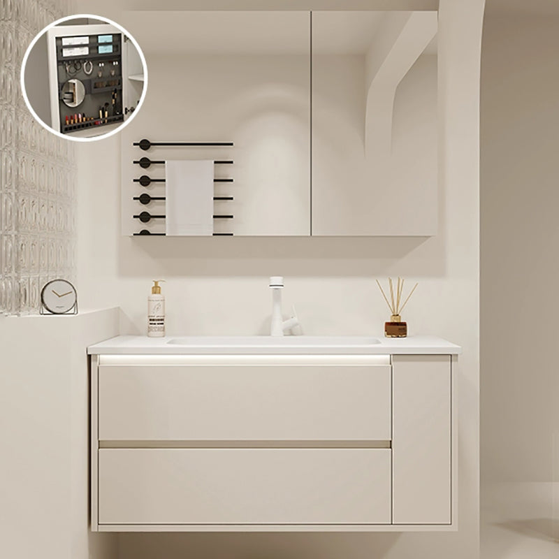 Mirror Included Wall Mount Bathroom Sink Vanity in White with Doors Drawers Vanity & Faucet & Mirror Cabinet Clearhalo 'Bathroom Remodel & Bathroom Fixtures' 'Bathroom Vanities' 'bathroom_vanities' 'Home Improvement' 'home_improvement' 'home_improvement_bathroom_vanities' 8026155