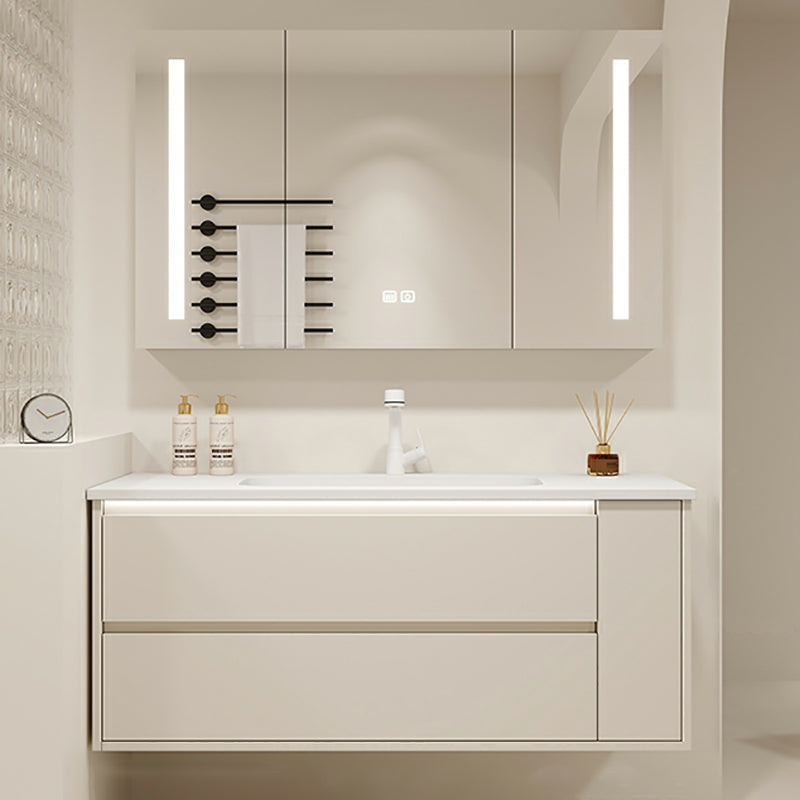Mirror Included Wall Mount Bathroom Sink Vanity in White with Doors Drawers Vanity & Faucet & Smart Medicine Cabinet Clearhalo 'Bathroom Remodel & Bathroom Fixtures' 'Bathroom Vanities' 'bathroom_vanities' 'Home Improvement' 'home_improvement' 'home_improvement_bathroom_vanities' 8026157