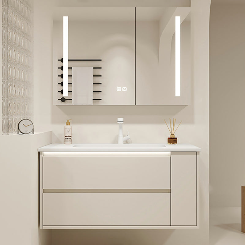 Mirror Included Wall Mount Bathroom Sink Vanity in White with Doors Drawers Vanity & Faucet & Smart Medicine Cabinet Clearhalo 'Bathroom Remodel & Bathroom Fixtures' 'Bathroom Vanities' 'bathroom_vanities' 'Home Improvement' 'home_improvement' 'home_improvement_bathroom_vanities' 8026160
