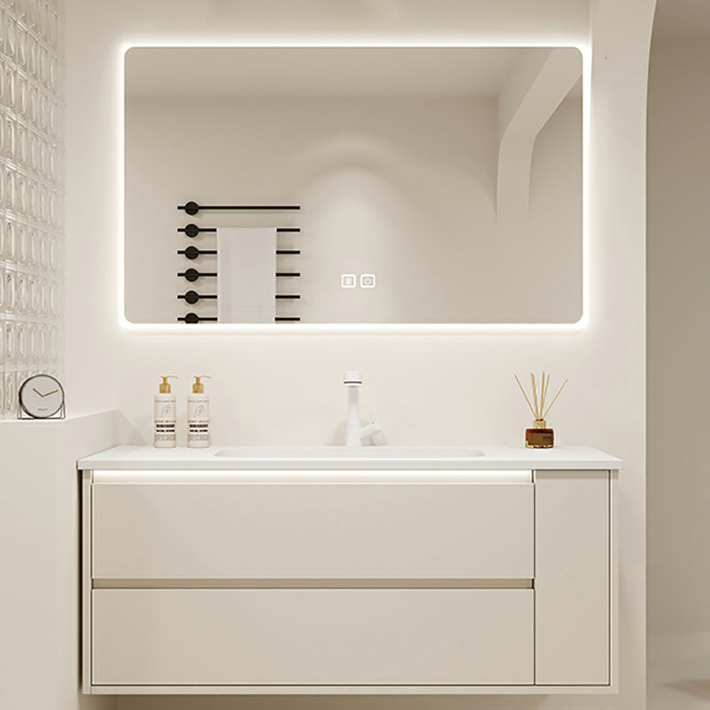 Mirror Included Wall Mount Bathroom Sink Vanity in White with Doors Drawers Vanity & Faucet & Square Mirror Clearhalo 'Bathroom Remodel & Bathroom Fixtures' 'Bathroom Vanities' 'bathroom_vanities' 'Home Improvement' 'home_improvement' 'home_improvement_bathroom_vanities' 8026161