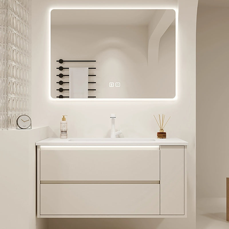Mirror Included Wall Mount Bathroom Sink Vanity in White with Doors Drawers Vanity & Faucet & Square Mirror Clearhalo 'Bathroom Remodel & Bathroom Fixtures' 'Bathroom Vanities' 'bathroom_vanities' 'Home Improvement' 'home_improvement' 'home_improvement_bathroom_vanities' 8026163