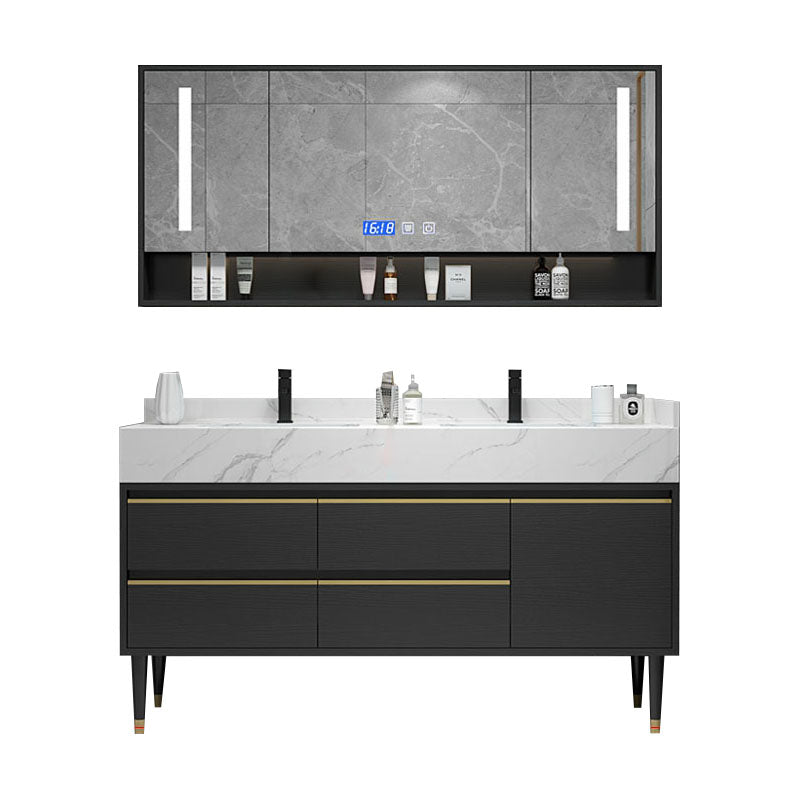 Faucet Included Freestanding Sink Vanity with Mirror Doors Drawers for Bathroom Vanity & Faucet & Smart Medicine Cabinet Clearhalo 'Bathroom Remodel & Bathroom Fixtures' 'Bathroom Vanities' 'bathroom_vanities' 'Home Improvement' 'home_improvement' 'home_improvement_bathroom_vanities' 8026361