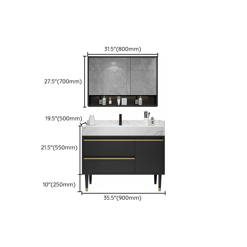 Faucet Included Freestanding Sink Vanity with Mirror Doors Drawers for Bathroom Clearhalo 'Bathroom Remodel & Bathroom Fixtures' 'Bathroom Vanities' 'bathroom_vanities' 'Home Improvement' 'home_improvement' 'home_improvement_bathroom_vanities' 8026367