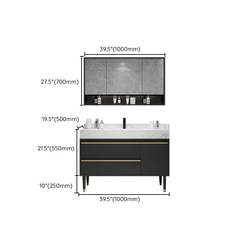 Faucet Included Freestanding Sink Vanity with Mirror Doors Drawers for Bathroom Clearhalo 'Bathroom Remodel & Bathroom Fixtures' 'Bathroom Vanities' 'bathroom_vanities' 'Home Improvement' 'home_improvement' 'home_improvement_bathroom_vanities' 8026368