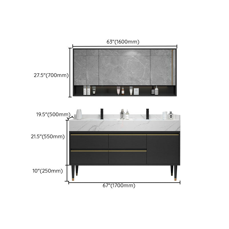 Faucet Included Freestanding Sink Vanity with Mirror Doors Drawers for Bathroom Clearhalo 'Bathroom Remodel & Bathroom Fixtures' 'Bathroom Vanities' 'bathroom_vanities' 'Home Improvement' 'home_improvement' 'home_improvement_bathroom_vanities' 8026375