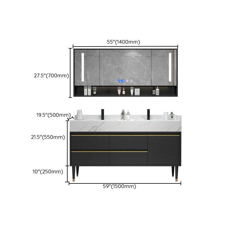 Faucet Included Freestanding Sink Vanity with Mirror Doors Drawers for Bathroom Clearhalo 'Bathroom Remodel & Bathroom Fixtures' 'Bathroom Vanities' 'bathroom_vanities' 'Home Improvement' 'home_improvement' 'home_improvement_bathroom_vanities' 8026384