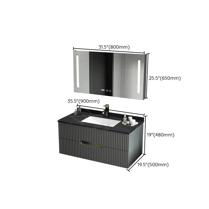 Wall Mount Faucet Included Sink Vanity with Drawers Mirror for Bathroom Clearhalo 'Bathroom Remodel & Bathroom Fixtures' 'Bathroom Vanities' 'bathroom_vanities' 'Home Improvement' 'home_improvement' 'home_improvement_bathroom_vanities' 8026471