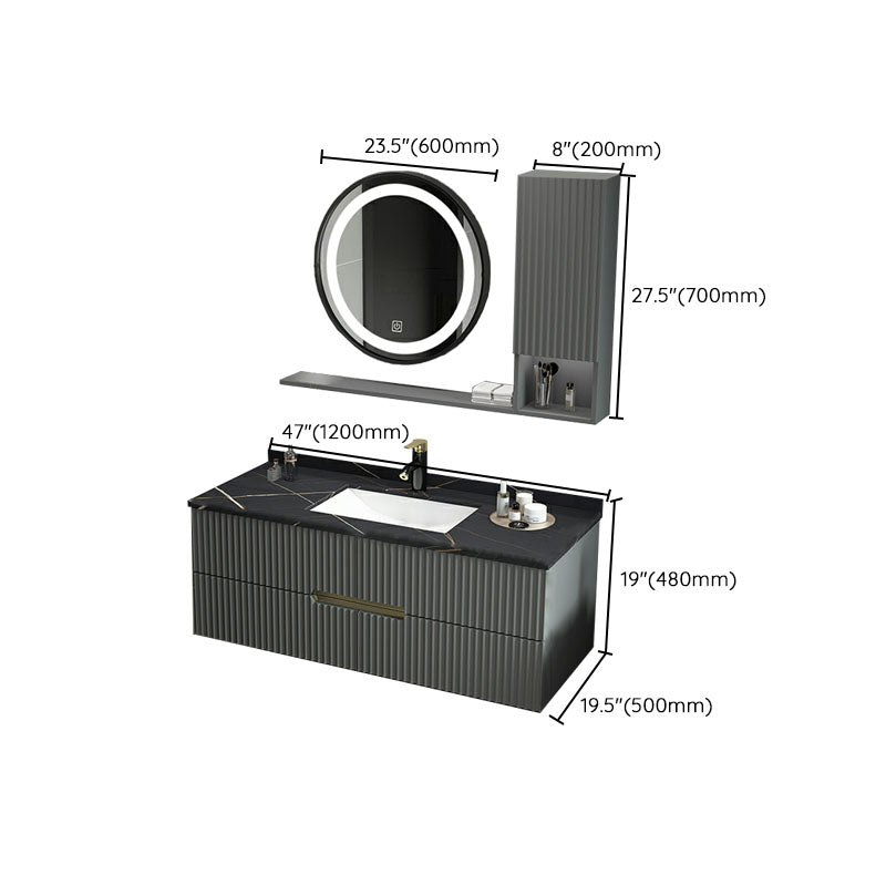 Wall Mount Faucet Included Sink Vanity with Drawers Mirror for Bathroom Clearhalo 'Bathroom Remodel & Bathroom Fixtures' 'Bathroom Vanities' 'bathroom_vanities' 'Home Improvement' 'home_improvement' 'home_improvement_bathroom_vanities' 8026489