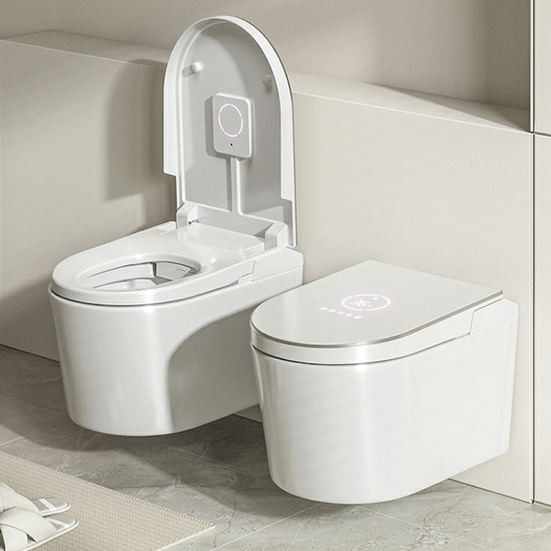 White Wall Hung Toilet Set with Temperature Control and Foot Sensor Clearhalo 'Bathroom Remodel & Bathroom Fixtures' 'Bidets' 'Home Improvement' 'home_improvement' 'home_improvement_bidets' 'Toilets & Bidets' 8046532