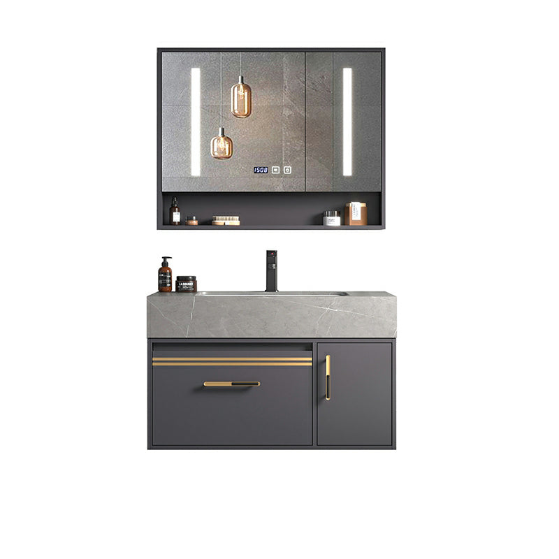 Modern Wall Mount Wood Bathroom Vanity Set in Grey with Mirror Doors Ceramic Clearhalo 'Bathroom Remodel & Bathroom Fixtures' 'Bathroom Vanities' 'bathroom_vanities' 'Home Improvement' 'home_improvement' 'home_improvement_bathroom_vanities' 8052251