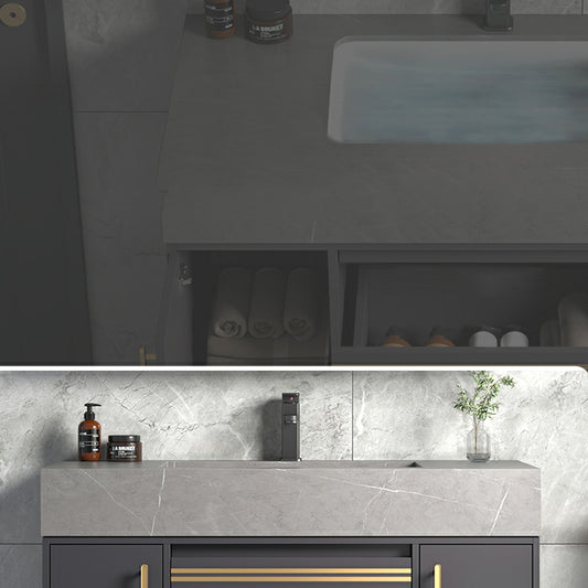 Modern Wall Mount Wood Bathroom Vanity Set in Grey with Mirror Doors Clearhalo 'Bathroom Remodel & Bathroom Fixtures' 'Bathroom Vanities' 'bathroom_vanities' 'Home Improvement' 'home_improvement' 'home_improvement_bathroom_vanities' 8052254
