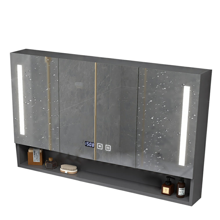 Modern Wall Mount Wood Bathroom Vanity Set in Grey with Mirror Doors Clearhalo 'Bathroom Remodel & Bathroom Fixtures' 'Bathroom Vanities' 'bathroom_vanities' 'Home Improvement' 'home_improvement' 'home_improvement_bathroom_vanities' 8052257