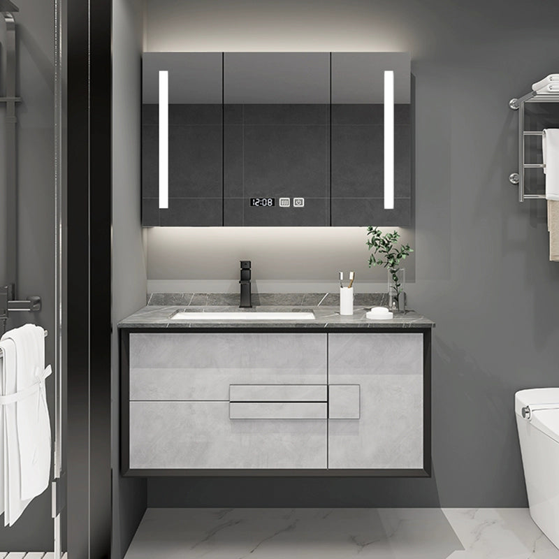 Modern Wall Mount Stone Bathroom Vanity Set with Doors Mirror Vanity & Faucet & Smart Medicine Cabinet 47.2"L x 19.7"W x 21.7"H Clearhalo 'Bathroom Remodel & Bathroom Fixtures' 'Bathroom Vanities' 'bathroom_vanities' 'Home Improvement' 'home_improvement' 'home_improvement_bathroom_vanities' 8052279