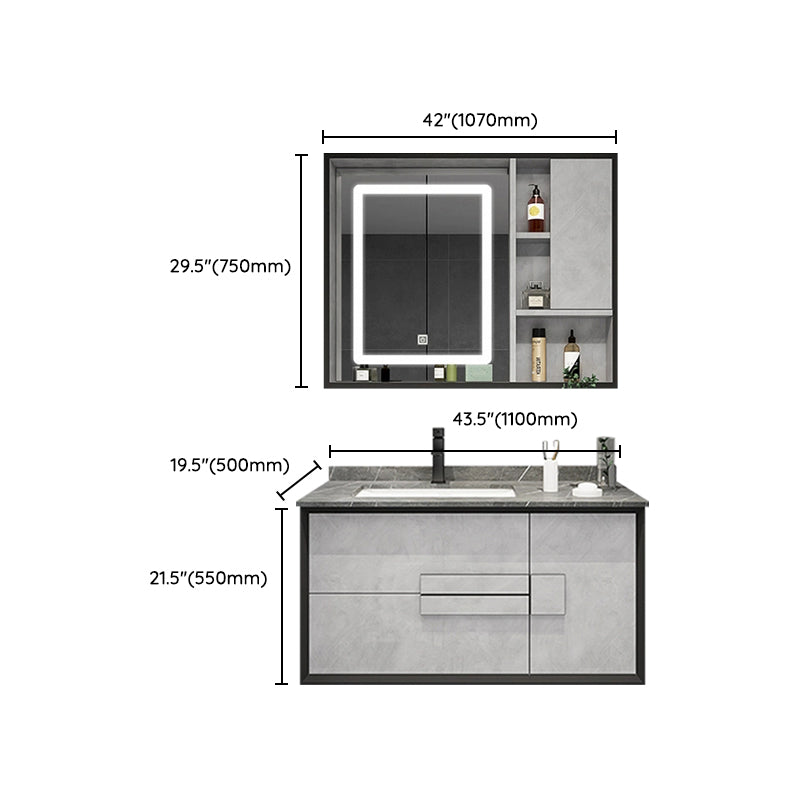 Modern Wall Mount Stone Bathroom Vanity Set with Doors Mirror Clearhalo 'Bathroom Remodel & Bathroom Fixtures' 'Bathroom Vanities' 'bathroom_vanities' 'Home Improvement' 'home_improvement' 'home_improvement_bathroom_vanities' 8052298